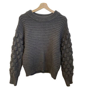 Elodie Bubble Sleeve Knit Sweater Gray Size S